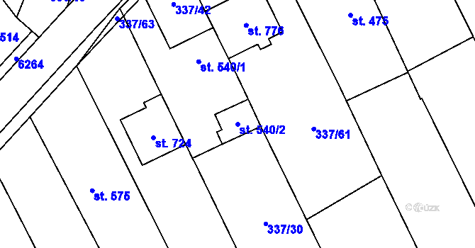Parcela st. 540/2 v KÚ Březolupy, Katastrální mapa