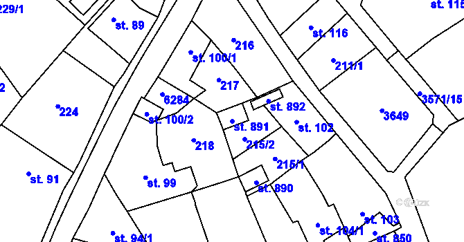 Parcela st. 891 v KÚ Březolupy, Katastrální mapa