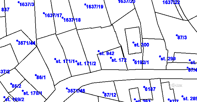 Parcela st. 942 v KÚ Březolupy, Katastrální mapa