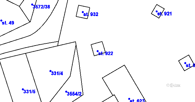 Parcela st. 922 v KÚ Březolupy, Katastrální mapa