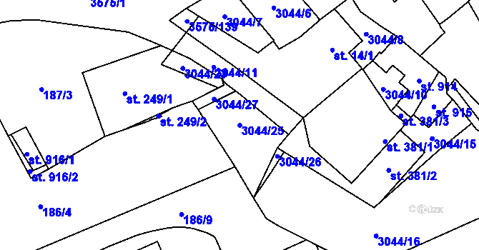 Parcela st. 3044/25 v KÚ Březolupy, Katastrální mapa