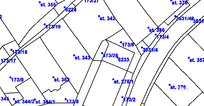 Parcela st. 173/28 v KÚ Březolupy, Katastrální mapa