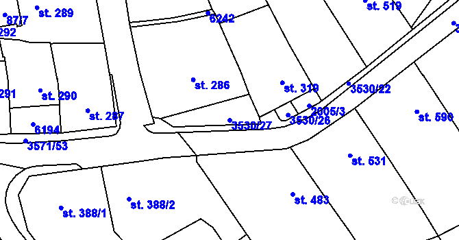 Parcela st. 3530/27 v KÚ Březolupy, Katastrální mapa