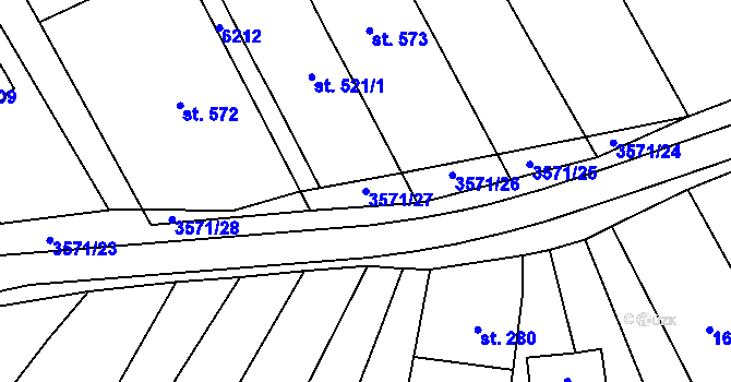 Parcela st. 3571/27 v KÚ Březolupy, Katastrální mapa