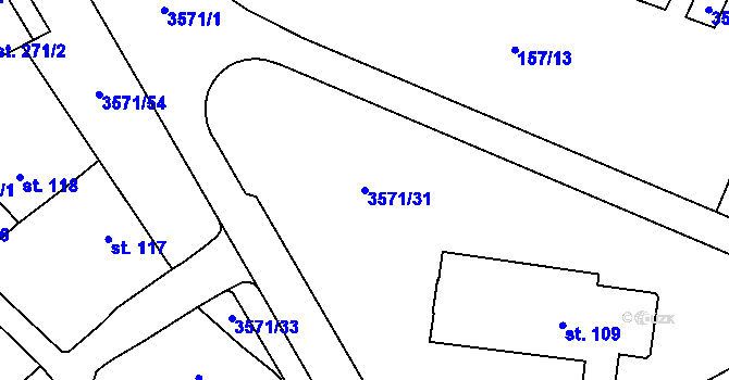 Parcela st. 3571/31 v KÚ Březolupy, Katastrální mapa
