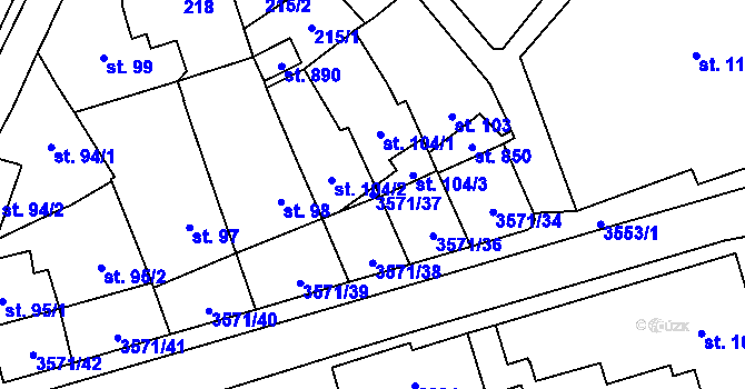Parcela st. 3571/37 v KÚ Březolupy, Katastrální mapa
