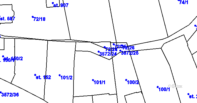 Parcela st. 3572/24 v KÚ Březolupy, Katastrální mapa