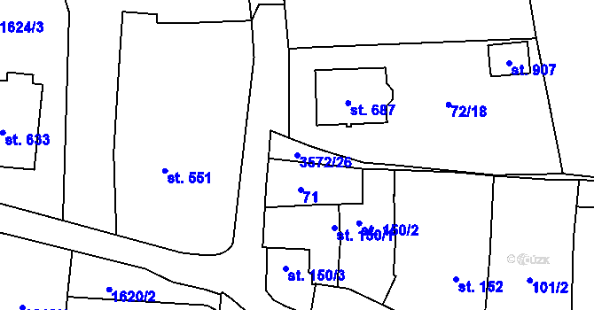 Parcela st. 3572/26 v KÚ Březolupy, Katastrální mapa