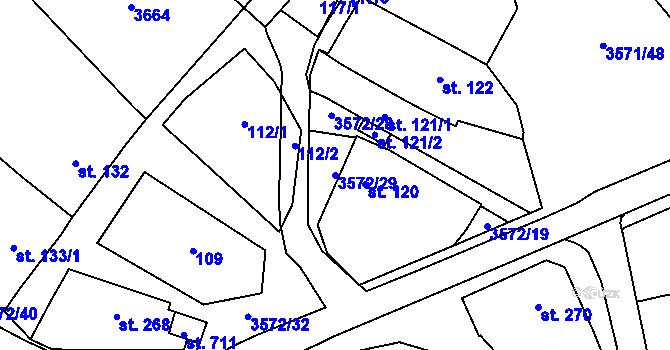 Parcela st. 3572/29 v KÚ Březolupy, Katastrální mapa