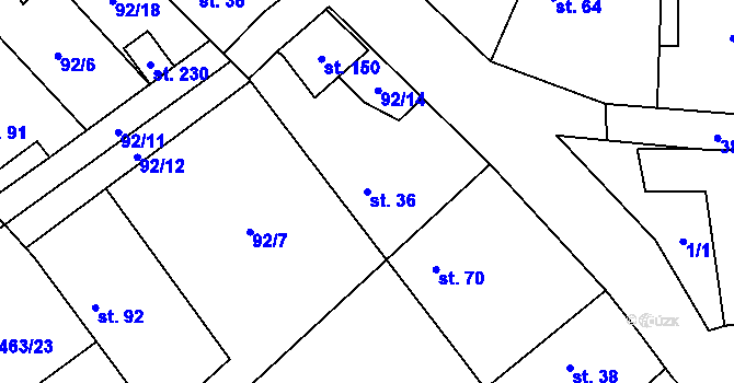 Parcela st. 36 v KÚ Březová u Hořovic, Katastrální mapa