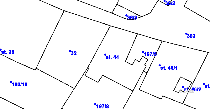 Parcela st. 44 v KÚ Březová u Hořovic, Katastrální mapa