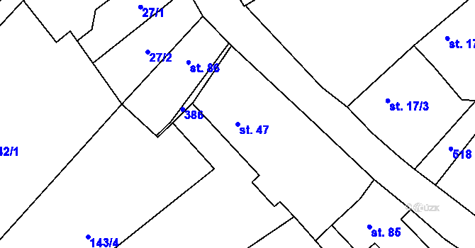 Parcela st. 47 v KÚ Březová u Hořovic, Katastrální mapa