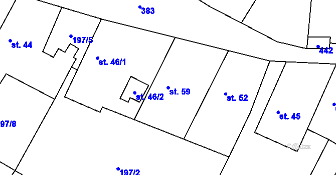 Parcela st. 59 v KÚ Březová u Hořovic, Katastrální mapa
