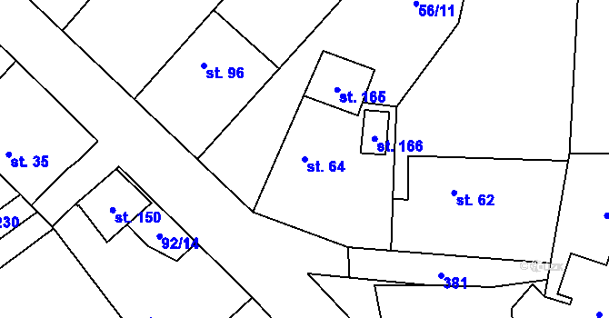 Parcela st. 64 v KÚ Březová u Hořovic, Katastrální mapa