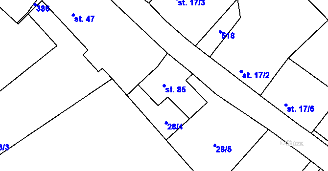 Parcela st. 85 v KÚ Březová u Hořovic, Katastrální mapa
