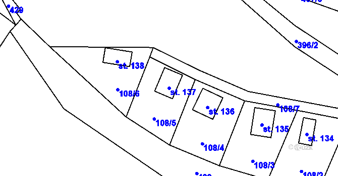Parcela st. 137 v KÚ Březová u Hořovic, Katastrální mapa