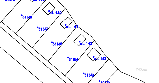 Parcela st. 142 v KÚ Březová u Hořovic, Katastrální mapa