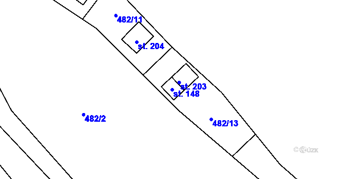 Parcela st. 148 v KÚ Březová u Hořovic, Katastrální mapa