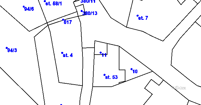 Parcela st. 11 v KÚ Březová u Hořovic, Katastrální mapa