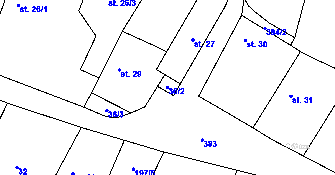 Parcela st. 36/2 v KÚ Březová u Hořovic, Katastrální mapa