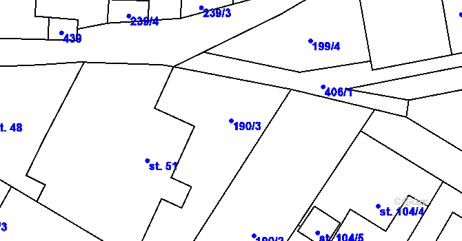 Parcela st. 190/3 v KÚ Březová u Hořovic, Katastrální mapa