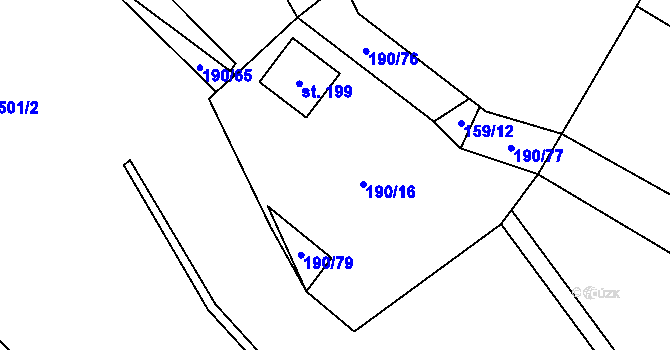 Parcela st. 190/16 v KÚ Březová u Hořovic, Katastrální mapa