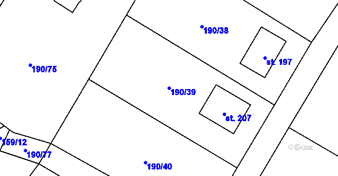 Parcela st. 190/39 v KÚ Březová u Hořovic, Katastrální mapa