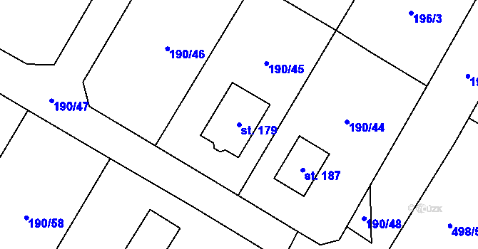 Parcela st. 179 v KÚ Březová u Hořovic, Katastrální mapa