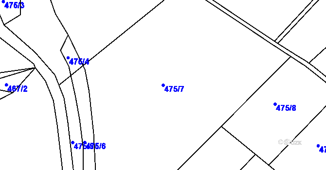 Parcela st. 475/7 v KÚ Březová u Hořovic, Katastrální mapa