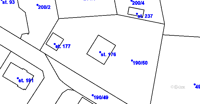 Parcela st. 176 v KÚ Březová u Hořovic, Katastrální mapa