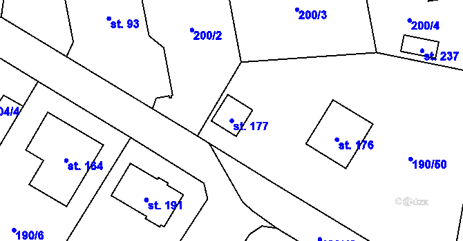 Parcela st. 177 v KÚ Březová u Hořovic, Katastrální mapa