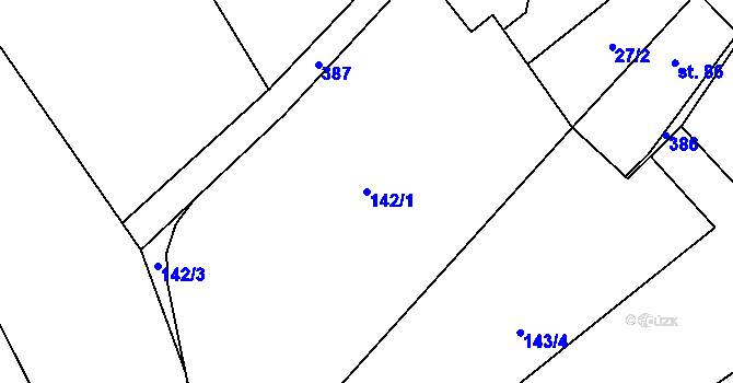 Parcela st. 142/1 v KÚ Březová u Hořovic, Katastrální mapa