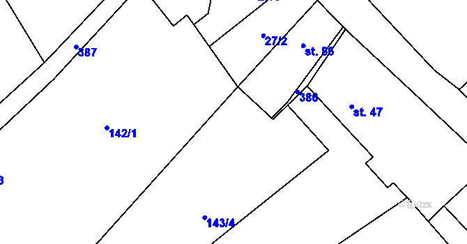Parcela st. 142/2 v KÚ Březová u Hořovic, Katastrální mapa
