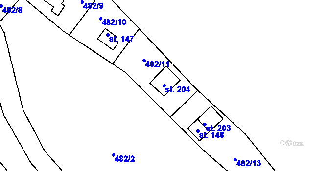 Parcela st. 204 v KÚ Březová u Hořovic, Katastrální mapa