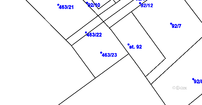 Parcela st. 463/23 v KÚ Březová u Hořovic, Katastrální mapa