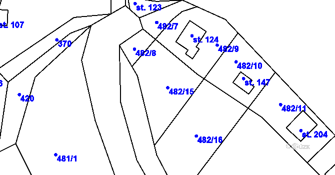 Parcela st. 482/15 v KÚ Březová u Hořovic, Katastrální mapa