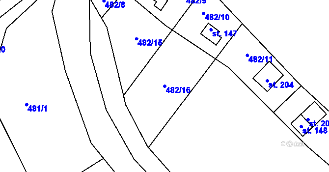 Parcela st. 482/16 v KÚ Březová u Hořovic, Katastrální mapa