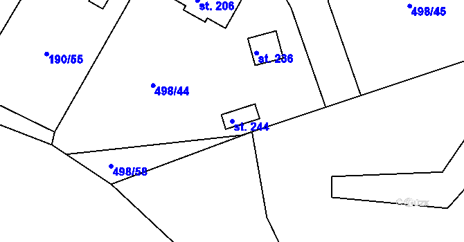 Parcela st. 244 v KÚ Březová u Hořovic, Katastrální mapa