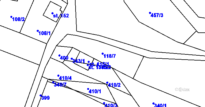 Parcela st. 118/7 v KÚ Březová u Hořovic, Katastrální mapa