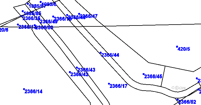 Parcela st. 2366/44 v KÚ Březová u Sokolova, Katastrální mapa