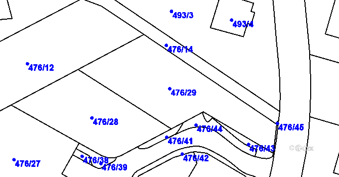Parcela st. 476/29 v KÚ Březová u Sokolova, Katastrální mapa