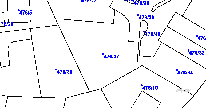 Parcela st. 476/37 v KÚ Březová u Sokolova, Katastrální mapa