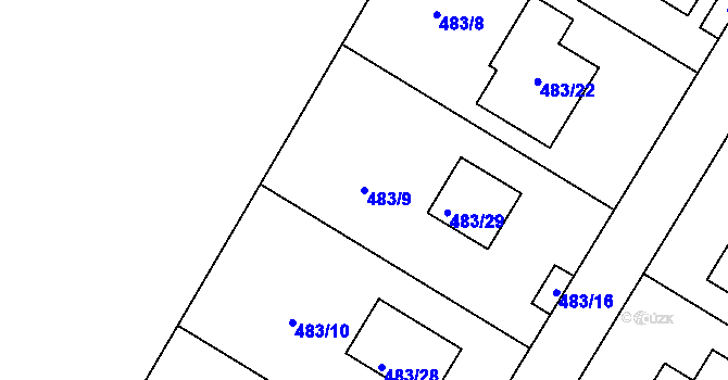 Parcela st. 483/9 v KÚ Březová u Sokolova, Katastrální mapa