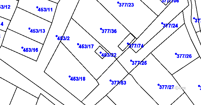 Parcela st. 453/22 v KÚ Březová u Sokolova, Katastrální mapa