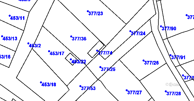 Parcela st. 377/74 v KÚ Březová u Sokolova, Katastrální mapa