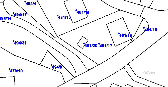 Parcela st. 481/20 v KÚ Březová u Sokolova, Katastrální mapa