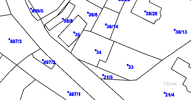 Parcela st. 34 v KÚ Březová u Sokolova, Katastrální mapa