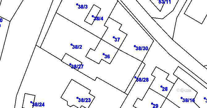 Parcela st. 36 v KÚ Březová u Sokolova, Katastrální mapa