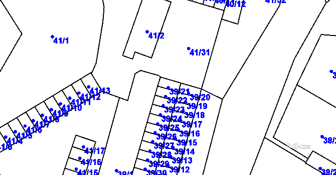 Parcela st. 39/21 v KÚ Březová u Sokolova, Katastrální mapa