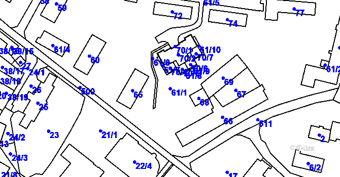 Parcela st. 61/1 v KÚ Březová u Sokolova, Katastrální mapa